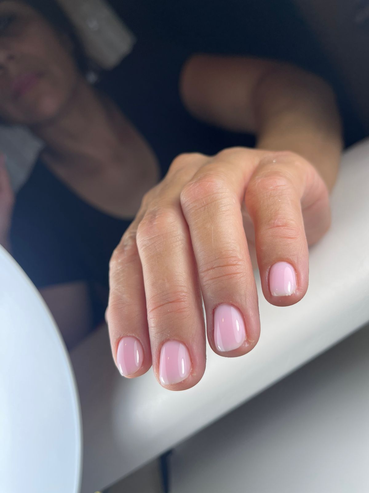 Soft pink natural manicure
